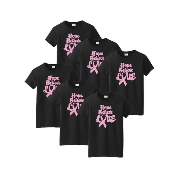 Awkward Styles Breast Cancer Awareness Women Shirt Hope Believe Love Shirt for Ladies Support Cancer Shirt Set of 6 Set of 12 Set of 24