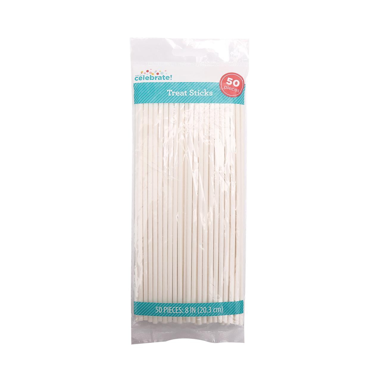 Way To Celebrate 8in Treat Stick, White, Paper, 50 count