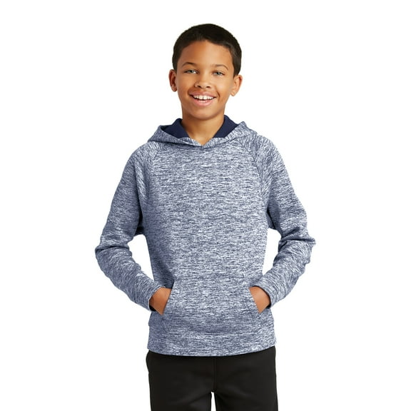 Sport Tek 1148335 Youth PosiCharge Electric Heather Fleece Hooded Pullover in True Navy for YST225 - Extra Large