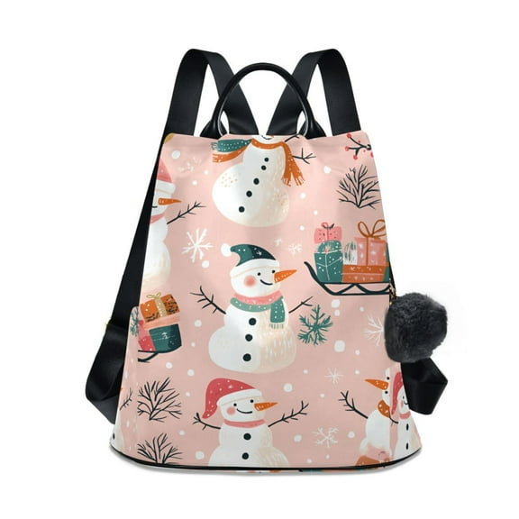 FORMRS Women's Travel Backpack Purse Anti-theft Hidden Pockets Casual Shoulder Bag, Christmas Snowman
