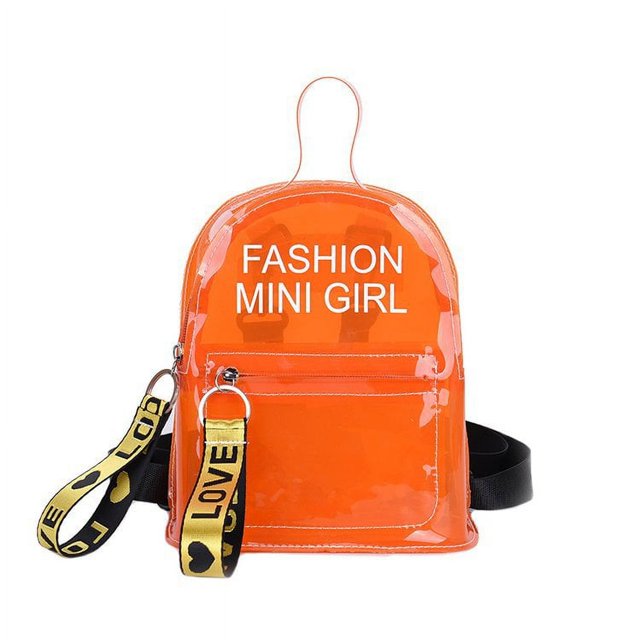 Bolso de verano, mochila transparente, moda, letras de gelatina, bolso casual portátil, bolso de mujer