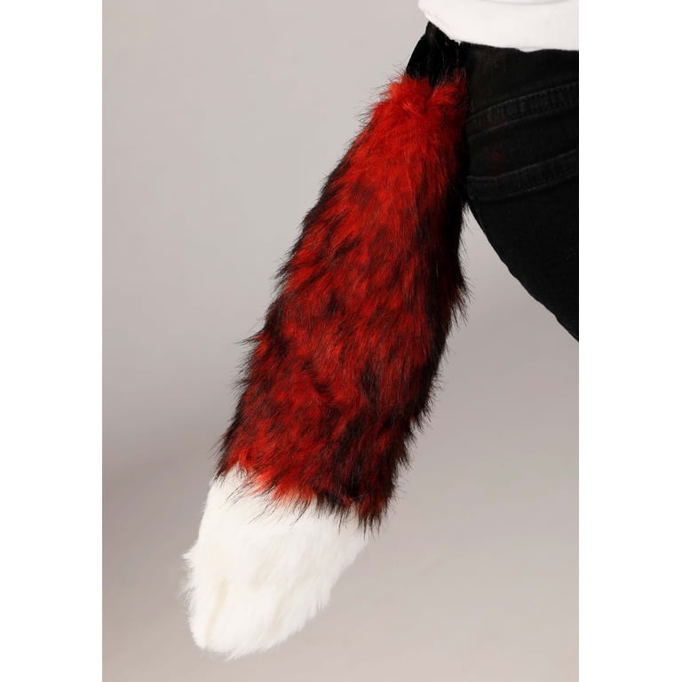 Halloween Faux Fur Fox Tail Set - 3PCS Animal Ears Headband, Tail & Bell Collar, Brown