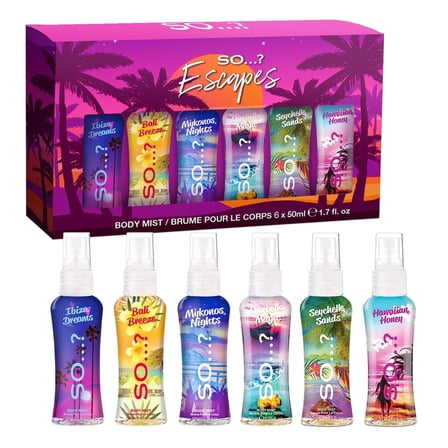 So… Escapes Body Mist Set, Body Spray for Women, 6 Pc Fragrance Gift Set