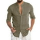 thumbnail image 1 of S-5XL! 2023 NOVEDAD DE VERANO camisa informal de lino de Color sólido para hombre cárdigan de manga larga camisas finas y transpirables Tan Jianjun  unisex, 1 of 2
