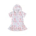 thumbnail image 1 of SUNSIOM Robe de Plage à Manches Courtes à Capuche avec Nœud pour Filles, 1 of 6