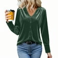 thumbnail image 5 of HongQid Women's Velvet Top V Neck Long Sleeves Solid Casual Tunic Blouse Loose T-Shirt, 5 of 6