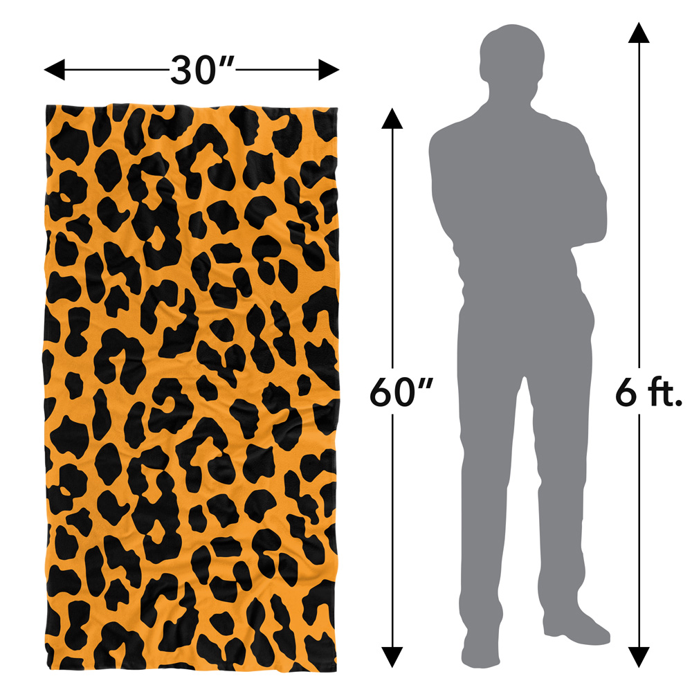 Leopard Print Orange and Black Beach Towel 30' X 60'