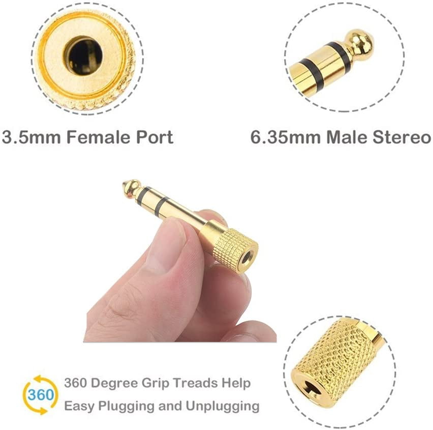 Headphones Adapter for Piano Keyboard Guitar Drum 2Pack 3.5mm 1/8