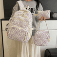 thumbnail image 2 of Purple Pink 2026 New 3-Piece Backpack Set Comes with A Cute Floral Quilted Backpack,A Medium-Sized Messenger Bag and A Small Travel Storage Bag for Ladies,Presenting A Simple and Comfortable Look, 2 of 8
