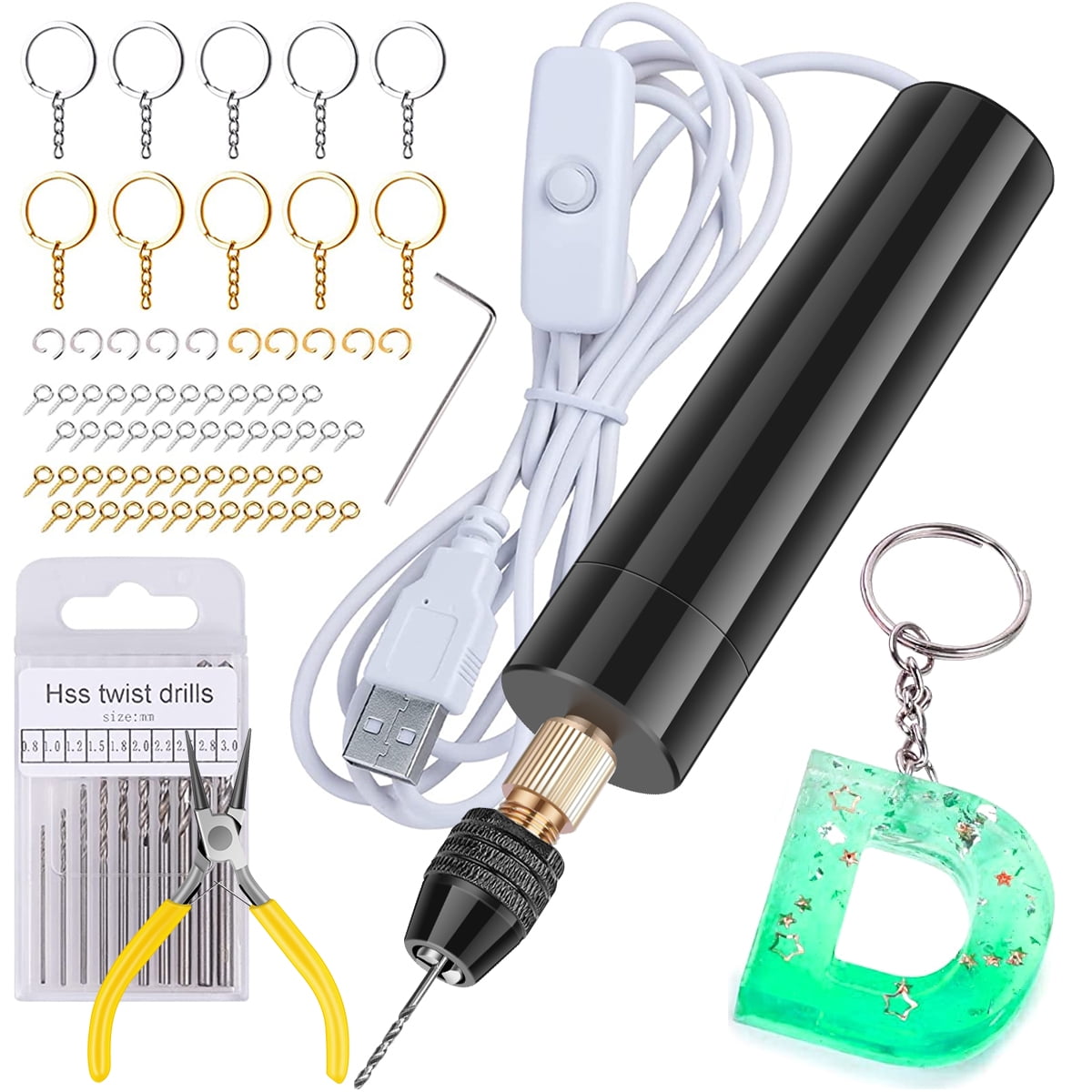 Electric Cordless USB Rechargable Hand Drill Kit for Jewelry Making,Pin  Vise Set for Resin Plastic Keychain Polymer Clay