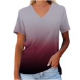 thumbnail image 1 of JUNWELL Plus Size Ombre T-Shirts for Women 2024 V Neck Tops Contrast Gradient Color Basic Tees Raglan Wide Short Sleeve Shirts Summer Fashion Breathable Loose Fit Flowy Casual Blouse Army, 1 of 5