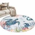 thumbnail image 2 of Sea Turtles Round Area Rug 3.3 FT, Non Slip Small Entryway Kitchen Mat, Oceans Octopus Starfish Seahorse Coral Washable Soft Circular Rug Non-Shedding Door Mat for Bathroom Playroom Kids Room, 2 of 9