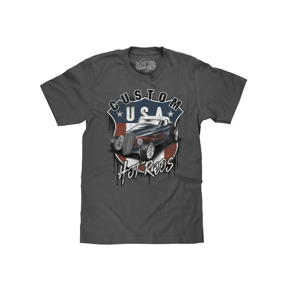 BEAR RUN Men's USA Custom Hot Rods Car Faded Graphic T-Shirt (S)