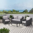 thumbnail image 4 of Noble House Antibes 4-PC Wicker Conversation Set in Gray/Silver Cushions, 4 of 17