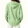 thumbnail image 4 of Evdexr Women's Hoodies Long Sleeve Drawstring Linen Shirts 2026 Summer Button Down Hiking Blouses Solid Breathable Lightweight Athletic Shirts 2XL, 4 of 5