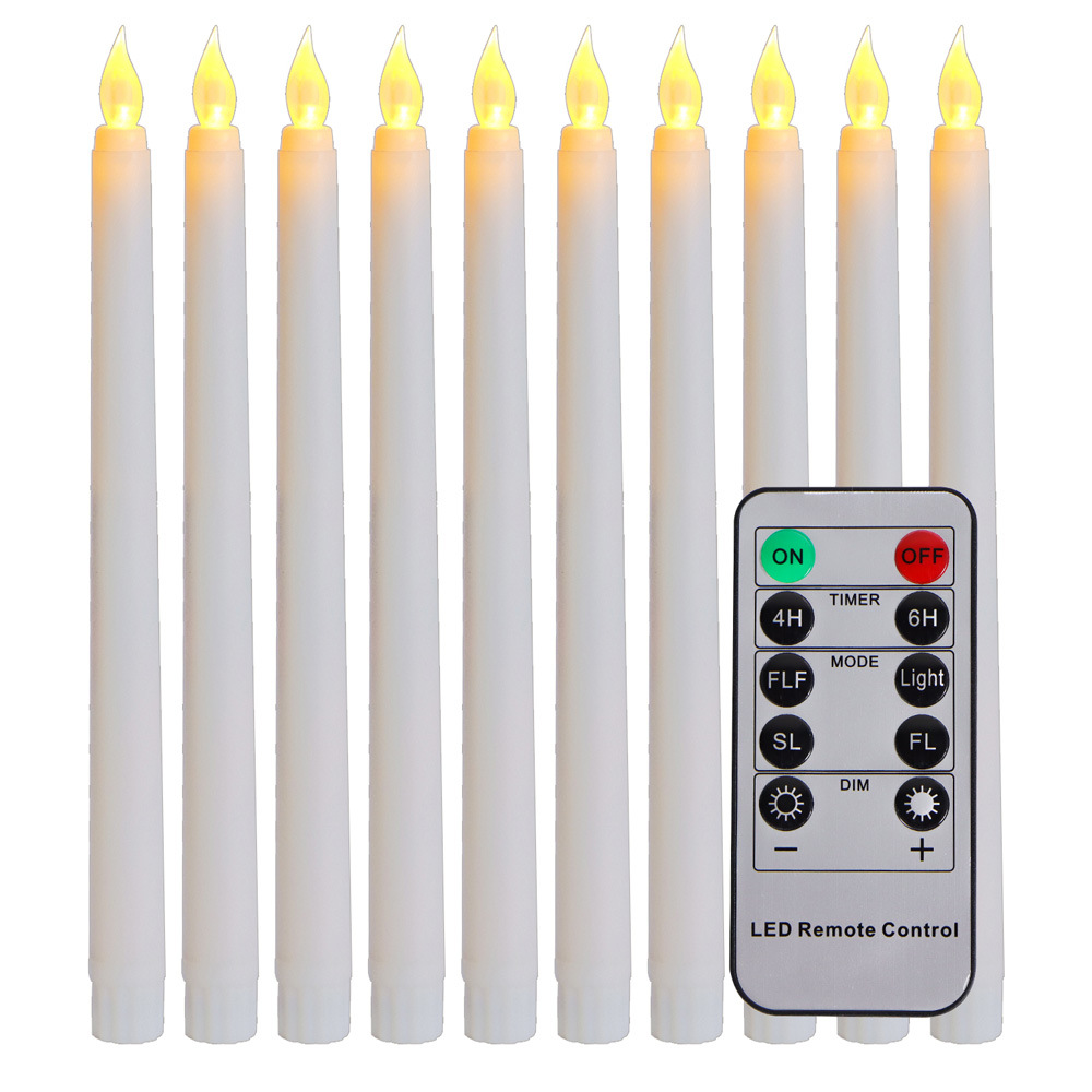 3D Led Flameless Flickering Battery Operated White Taper Candles with