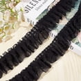 thumbnail image 5 of 11 Yards Black Double-Layer Pleated Chiffon Lace Trim 5cm Wide 2-Layer Gathered Ruffle Trim Edging Tulle Trimmings Fabric Ribbon DIY, 5 of 9