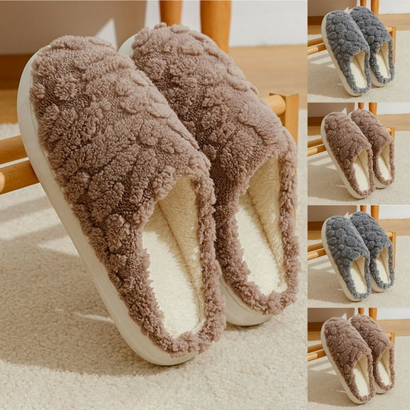 Women Slipper Winter Indoor Flat Heel Round Toe Slip-on Flat Shoes Women's Indoor Cute Winter Home Slippers Ladies' Home Furnishing