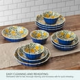 thumbnail image 4 of Pfaltzgraff Tranquil Elegance 12 Piece Stoneware Dinnerware Set Off White with Yellow Flowers and Blue Accents, 4 of 11