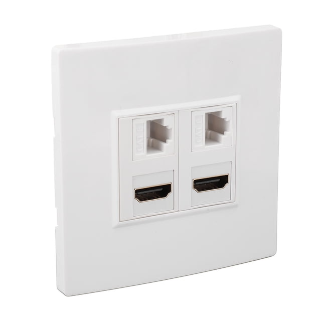 Cat6 HD Multimedia Interface Wall Plate, 4 Port Ethernet Wall Plate Snap on Type 4K HD Professional for TVs for Projectors