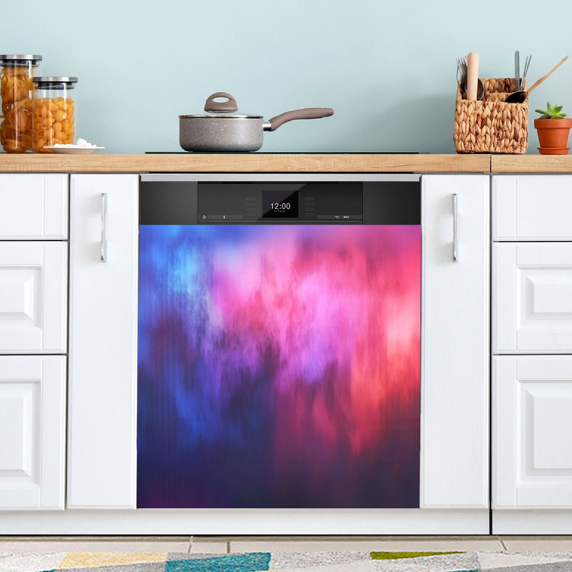 Dishwasher Magnetic Sticker 23x26 Inch Refrigerator Magnetic Sticker Washing Machine Magnetic Sticker Kitchen Panel Magnetic Sticker Home Decor Pretty Red Blue