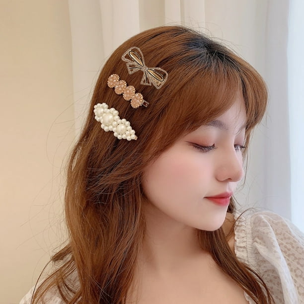 GROFRY Hair Clip Temperament Fairy Elegant Multi-styles High Gloss Hair Accessories Ideal Gift Shiny Rhinestone Imitation Pearl Head Back Bangs Clip for Dating GROFRY Hair Clip Temperament Fairy Elegant Multi-styles High Gloss Hair Accessories Ideal Gift Shiny Rhinestone Imitation Pearl Head Back Bangs Clip for Dating