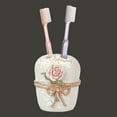 thumbnail image 2 of Vintage Resin Toothbrush Holder Beige Camelia Powder 6.5"H Renovators Supply, 2 of 3