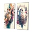 thumbnail image 3 of Designart "Adorable Owls Among Flowers II" Owl Wall Art Set Of 2 - Multicolor Animals Canvas Set For Living Room Decor, 3 of 7