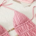 thumbnail image 4 of Hduncf Women's 2 Piece Tankini Sets Halter Swimsuits Textured Backless Tie Side Bathing Thong Bottoms Swimsuit Pink M, 4 of 7