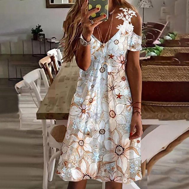 TIMIFIS Robe T-Shirt Décontractée d'Été pour Femmes, Robe Soleil Évasée, Couvre-Maillot de Bain de Plage - Été