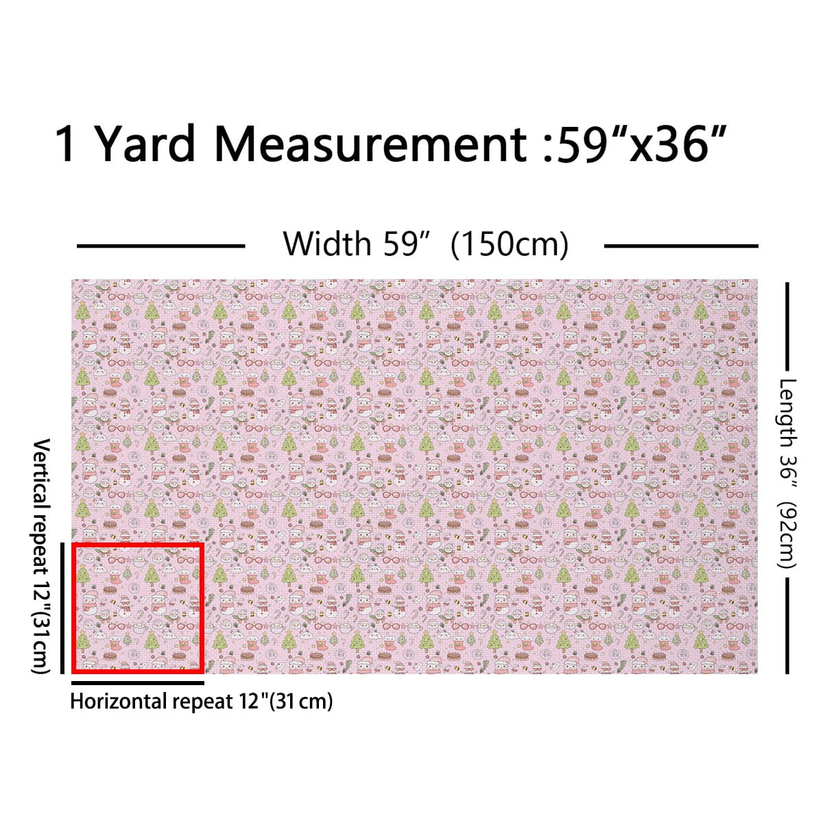 Homewish Teens Kawaii Snowman 01, Green Christmas Tree Room Decor Fabric by the Yard, Cute Cartoon Theme Sewing Fabric, Lightweight Room Decor