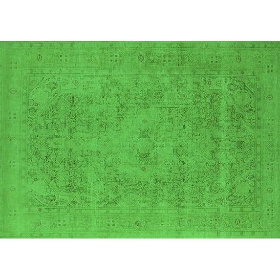 Ahgly Company Indoor Rectangle Oriental Green Industrial Area Rugs, 7' x 10'