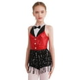 thumbnail image 2 of MSemis Kids Girls Sequins Leotard Tassel Dance Dress Romper Jumpsuit Gymnastic Leotard Unitard Red 14, 2 of 7