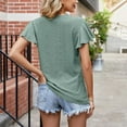 thumbnail image 6 of HAPIMO Women's Loose Cotton Lined Pullover Dressy Tunic Short Sleeve Elegant Casual Workout Tops Trendy Solid Color Eyelet V Neck Shirts Girls Summer Tees Green XXL, 6 of 7