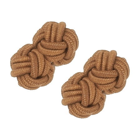 Uxcell Silk Knot Cufflinks, Elastic Fabric Shirt Cufflinks, Twist Knot Dress Accessories Cuff Link for Men, Women, Business, Gift, Wedding, Ocher Yellow