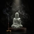 thumbnail image 4 of Decor Statue Meditation Stone Figurine Compact Hand Carved Ornament Weather Resistant for Desk Shelf Garden and Mindfulness Decoration, 4 of 8