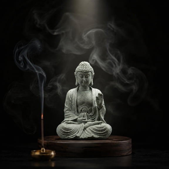 Cheapark Buddha Statue Figurine Buddha Table Ornament for Home Office Zen Decor Resin Sculpture Meditation Decoration Gift