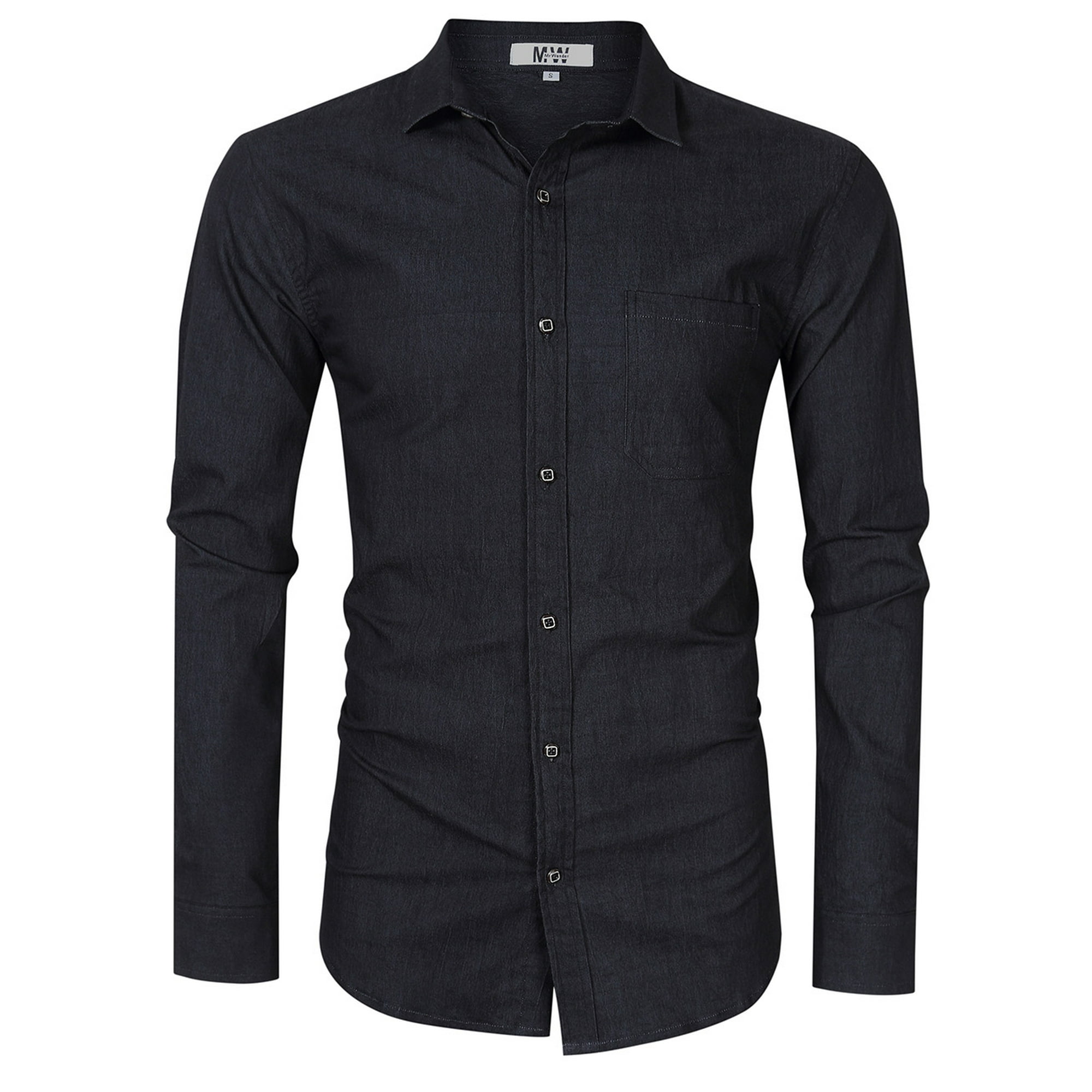 Black denim long sleeve shirt hot sale