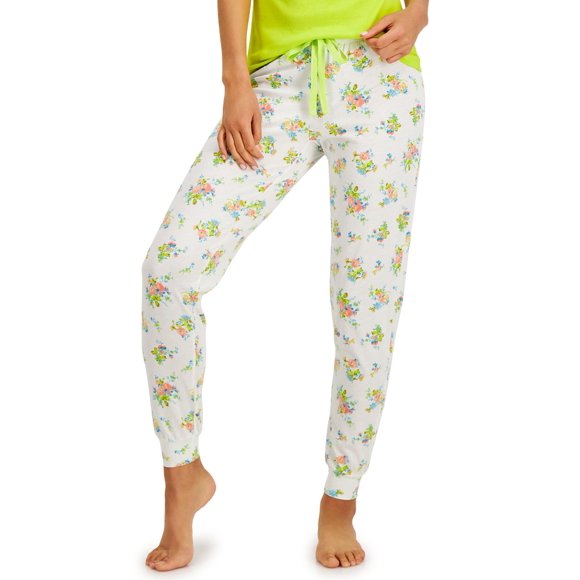 Jenni by Jennifer Moore Women’s Knit Jogger Pajama Lounge Pants, Neon Floral, X-Small