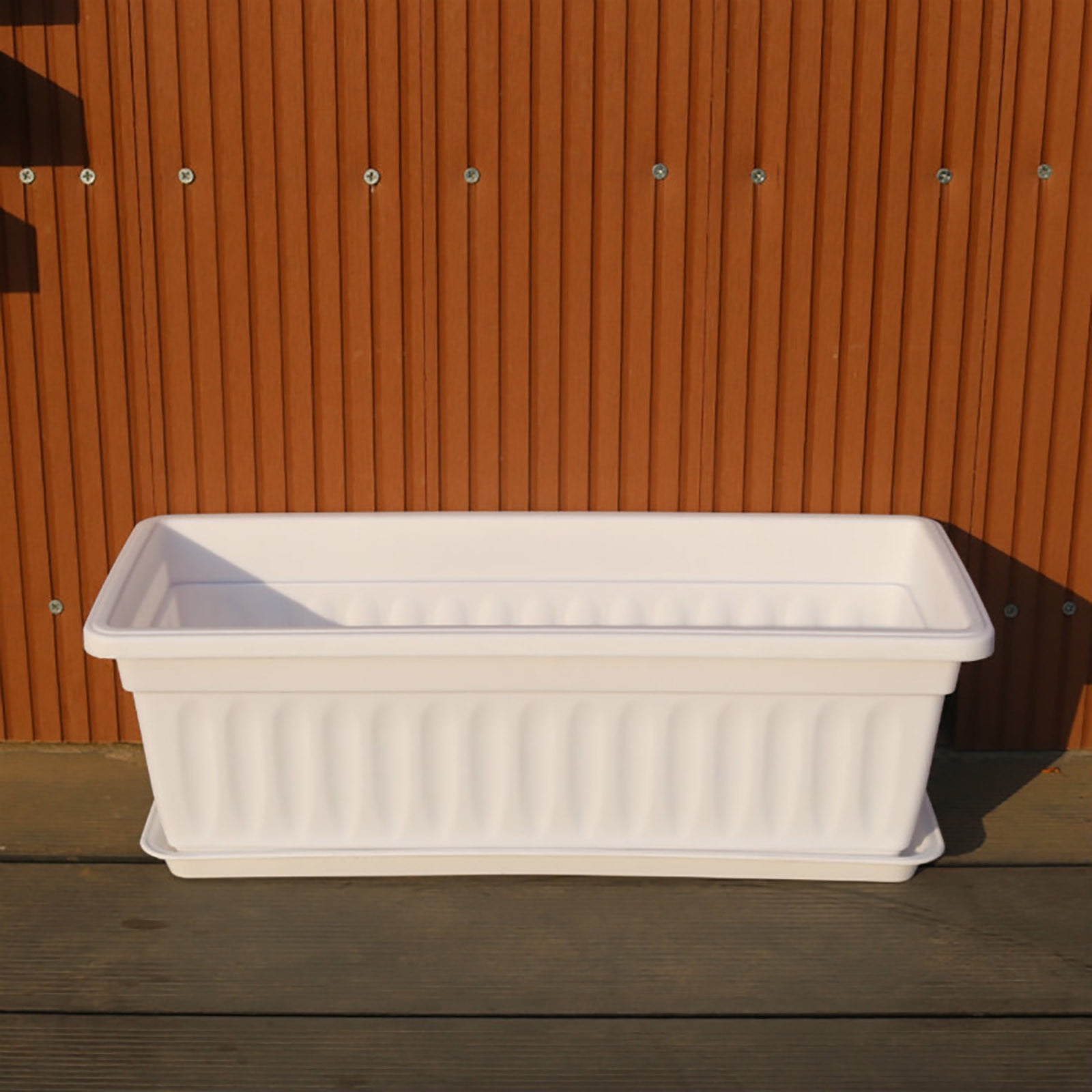 Extra Large Window Box Planter - 17 Inch Rectangular Vegetable & Flower Pot with Tray - Indoor/Outdoor Planters for Balcony, Patio, Windowsill Gardening & Home Decor