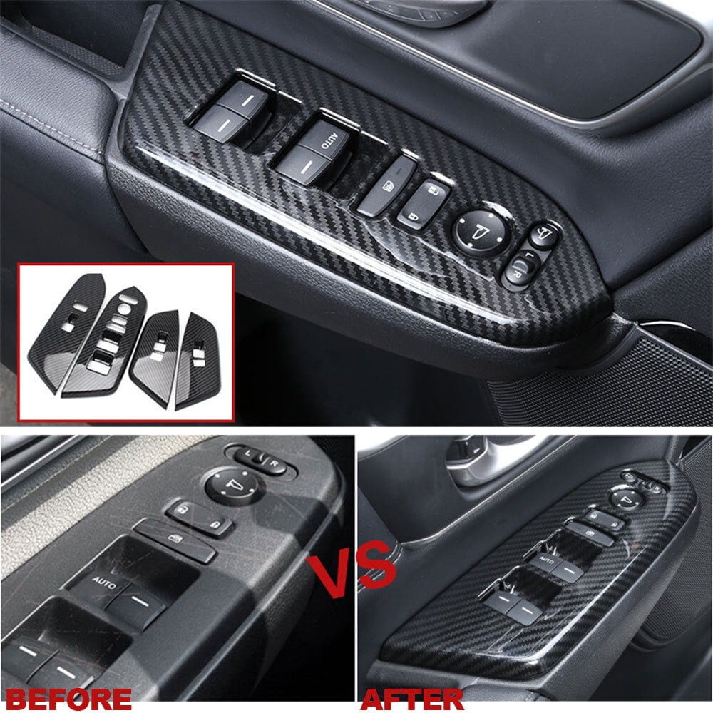 4X For 2017-21 Honda CRV Accessories Carbon Fiber Door Armrest Panel Trim Cover