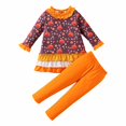 thumbnail image 3 of Ulanda Toddler Girls Ruffle Thanksgiving Outfit (Orange, 1-2 Years), 3 of 9