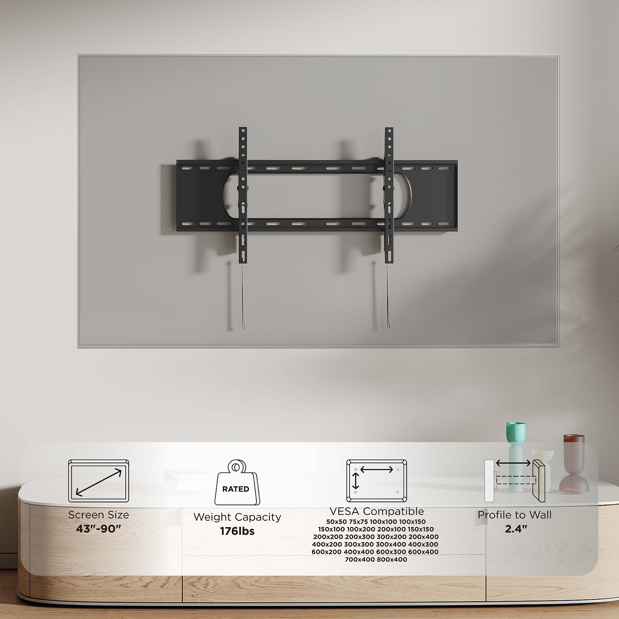 ProHT Heavy-Duty Tilt TV Wall Mount for 43 inches up to 90 inches