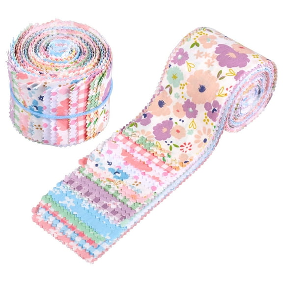 Ikoopy 80/84Pcs Jelly Roll Fabric Strip Set Cotton Floral Print Pre Cut Quilting Strip Quilting and Sewing Patchwork Roll for DIY Crafts