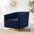 thumbnail image 2 of Armchair Accent Swivel Chair, Velvet, Gold Dark Blue, Modern Contemporary Urban Design, Living Lounge Room Hotel Lobby Hospitality, 2 of 8