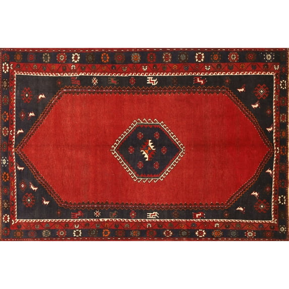Ahgly Company Machine Washable Indoor Rectangle Traditional Dark Brown Area Rugs, 7' x 10'