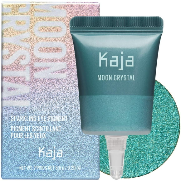 Sombra de ojos Kaja - Cristal de luna | Pigmento brillante para ojos, acabado verde azulado brillante, purpurina altamente pigmentada, 06 cósmico, 0,29 oz