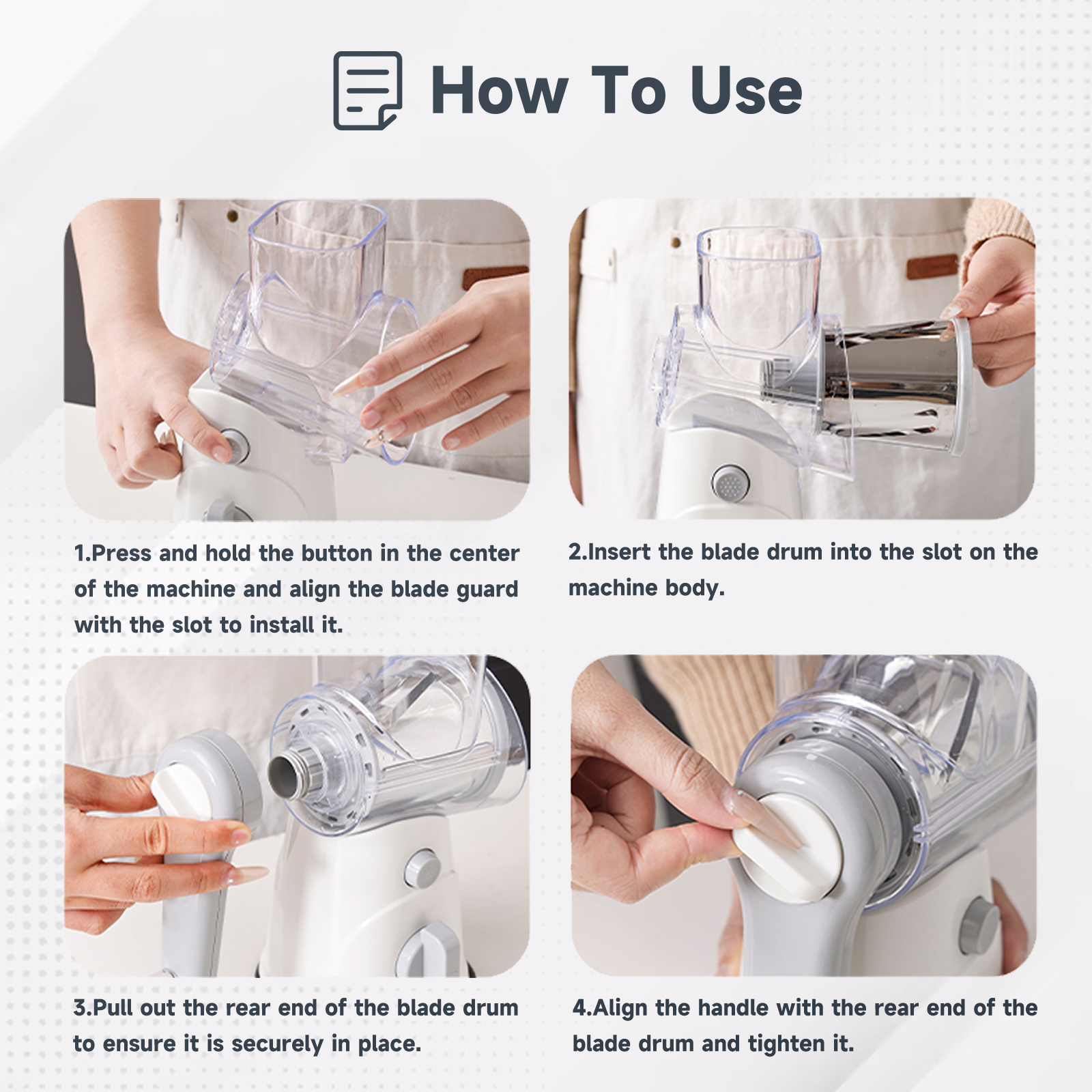 Aonhom Rotary Cheese Grater with 3 Interchangeable Blades photo 5