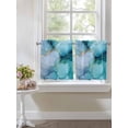 thumbnail image 3 of Teal Blue Marble Half Window Curtain 36 Inches Long, Modern Abstract Art Marble Crack Window Treatment Curtain Drapes, Small Tier Curtains for Bathroom Over Sink, 27.5"x36", 2 Panels, 3 of 7
