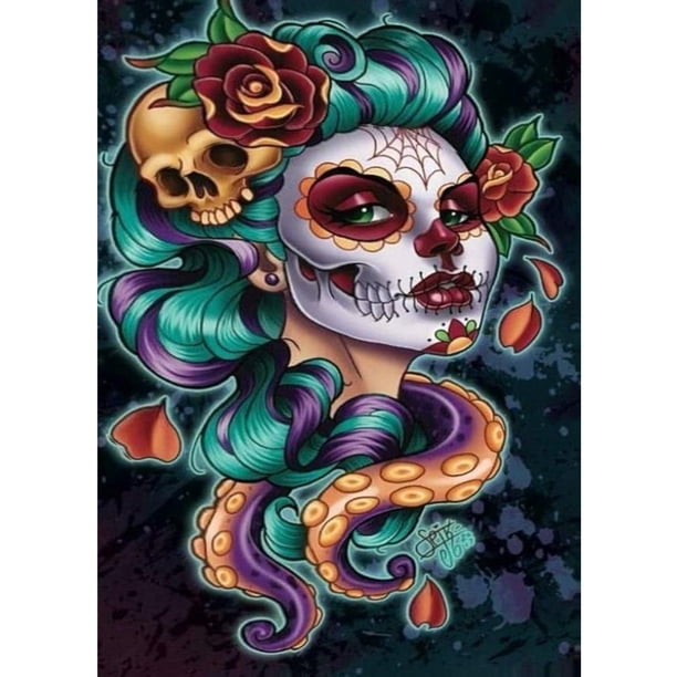 Pintura de diamante (DE9179) Reina de Halloween Cuadro de diamantes de imitación redondo completo 30x40cm 40x50cm Hugtrwg Para estrenar